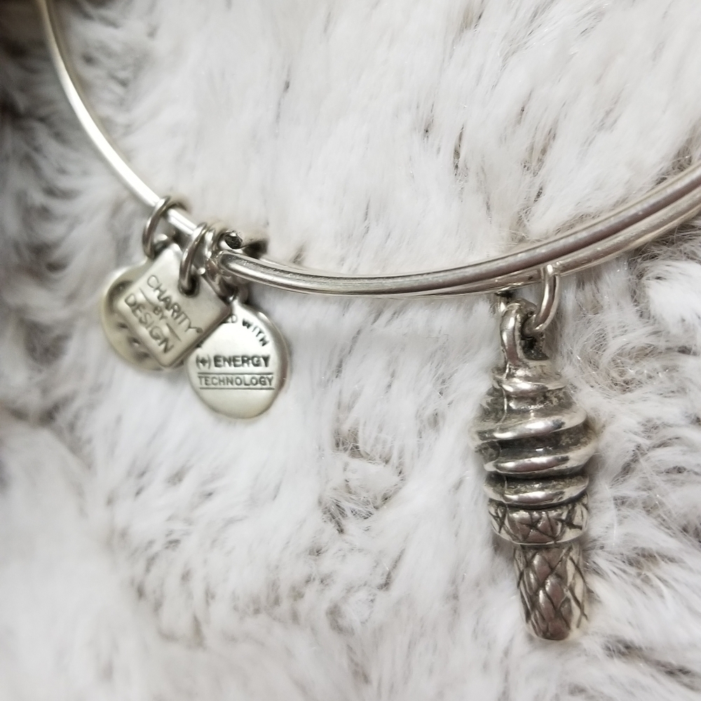 Alex And Ani Ice Crem Cone Silver Color Bangle Bracelet - Picture 6 of 7